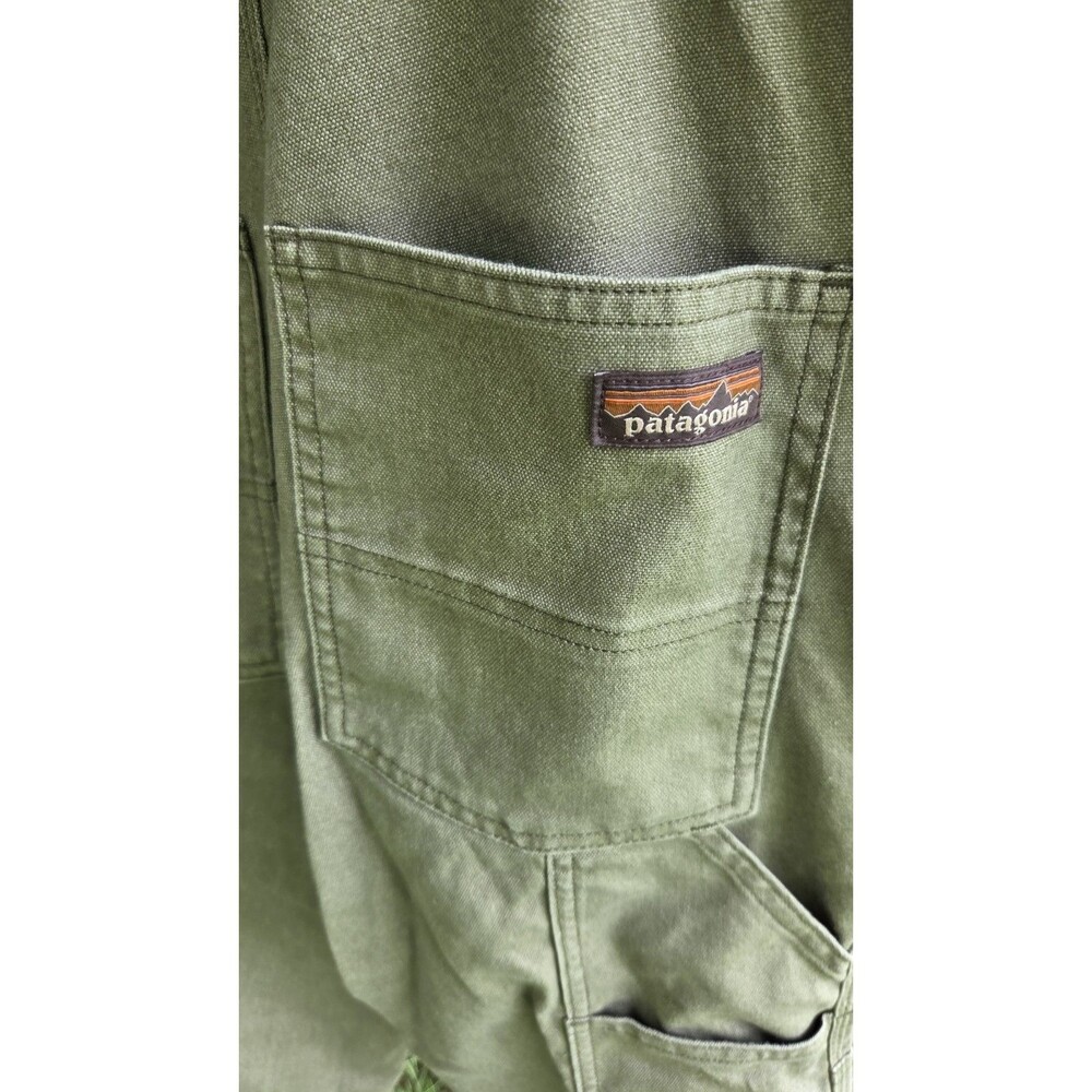 Patagonia Olive Green/army Green Bib Overalls Worn Wear Hemp Canvas - Picture 8 of 16